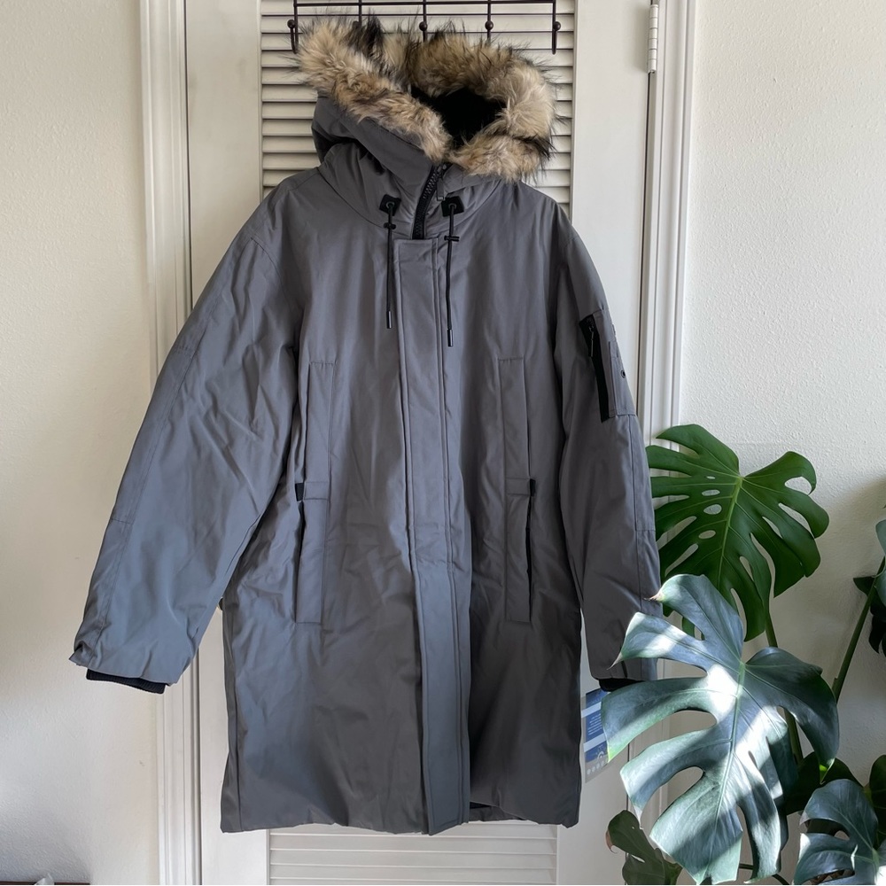 Vince Camuto down & feather fill parka in grey